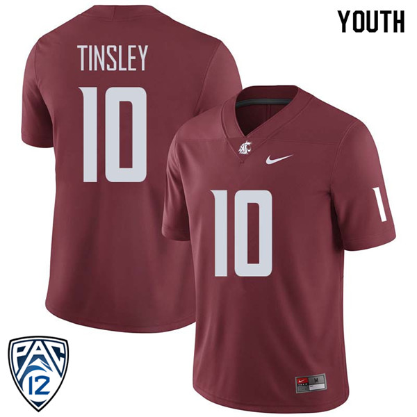 Youth #10 Trey Tinsley Washington State Cougars College Football Jerseys Sale-Crimson